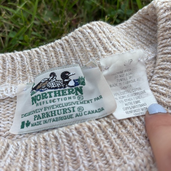 Vtg Northern Reflections Parkhurst Embossed Grandma Sweater Sz Sm Owl Cabin Deer - Picture 7 of 8
